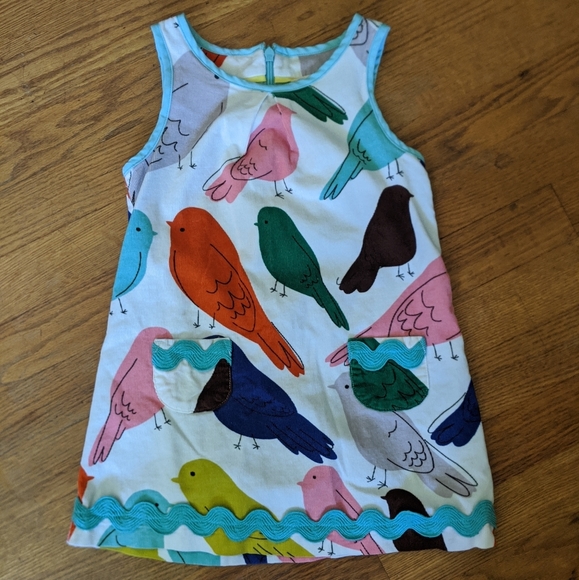 mini boden bird dress Mini Boden Girls Bird Dress Sequin Peter Pan Collar - 3